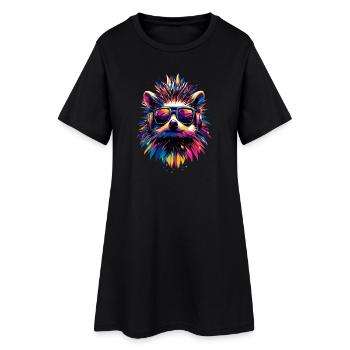 hérisson popart casque lunettes de soleil coloré mignon hérisson - Robe T-shirt Femme - noir - Devant