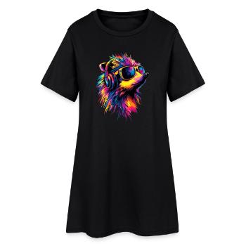 hérisson popart casque lunettes de soleil coloré mignon hérisson - Robe T-shirt Femme - noir - Devant