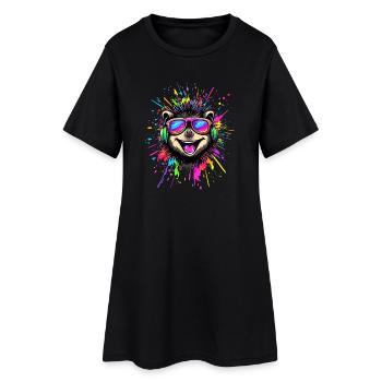 hérisson popart casque lunettes de soleil coloré mignon hérisson - Robe T-shirt Femme - noir - Devant