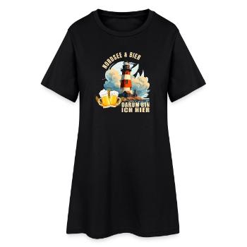 Nordsee und Bier, darum bin ich hier - Frauen T-Shirt-Kleid - Schwarz - Vorne
