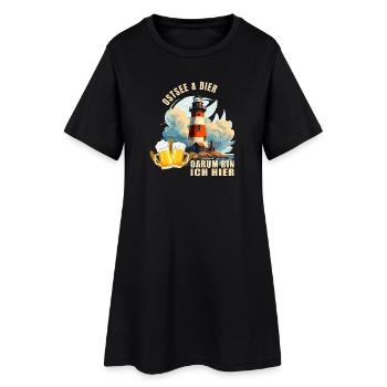 Ostsee und Bier, darum bin ich hier - Frauen T-Shirt-Kleid - Schwarz - Vorne