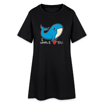 « Je t’aime » Drôle de baleine bleue. - Robe T-shirt Femme - noir - Devant