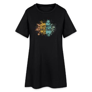 rétro Joyeux Noël Flocon de Neige Cristal de Glace - Robe T-shirt Femme - noir - Devant