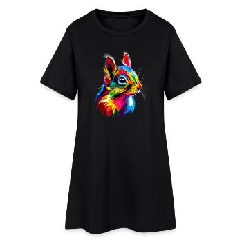 Casque d’écureuil Pop Art coloré DJ écureuil - Robe T-shirt Femme - noir - Devant