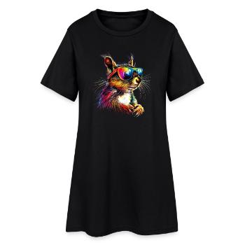 Casque d’écureuil Pop Art coloré DJ écureuil - Robe T-shirt Femme - noir - Devant