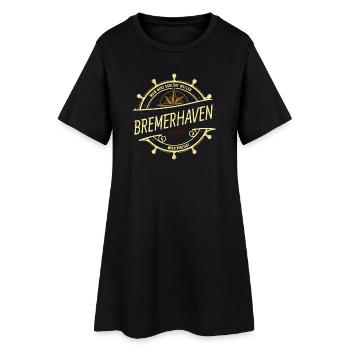 Mein Herz schlägt Wellen - Bremerhaven - Frauen T-Shirt-Kleid - Schwarz - Vorne