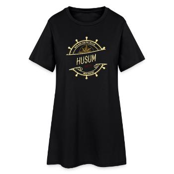 Mein Herz schlägt Wellen - Husum - Frauen T-Shirt-Kleid - Schwarz - Vorne