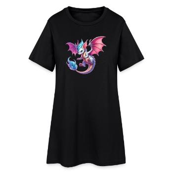 Drache - Frauen T-Shirt-Kleid - Schwarz - Vorne