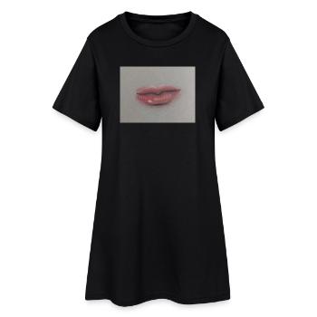 Lip art expressif sur feuille grise - Robe T-shirt Femme - noir - Devant