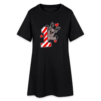 Renne bébé de 1 an - Robe T-shirt Femme - noir - Devant