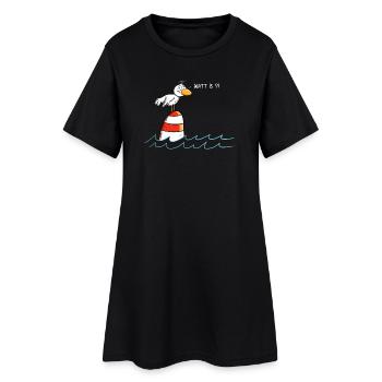 Drollige Möwe Watt Is - Frauen T-Shirt-Kleid - Schwarz - Vorne