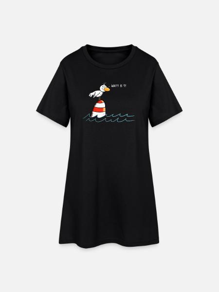 Drollige Möwe Watt Is - Frauen T-Shirt-Kleid - Schwarz