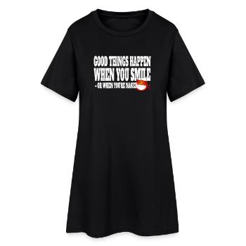 De bonnes choses se produisent lorsque vous souriez ou que vous êtes nu - Robe T-shirt Femme - noir - Devant