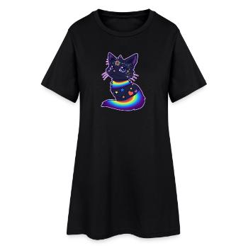 Pride Cat - Frauen T-Shirt-Kleid - Schwarz - Vorne