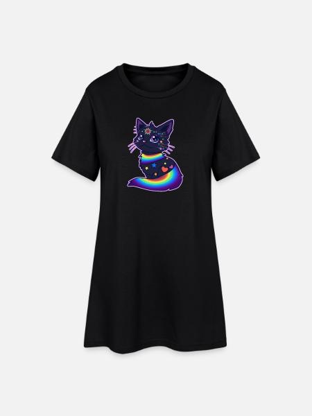 Pride Cat - Frauen T-Shirt-Kleid - Schwarz