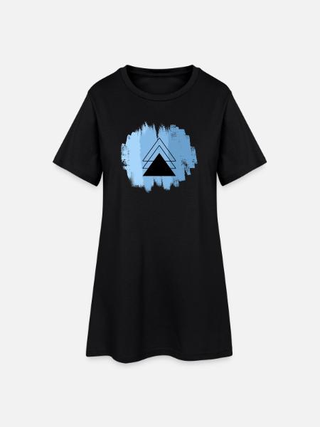 Blaues Dreiecks-Overlay - Frauen T-Shirt-Kleid - Schwarz