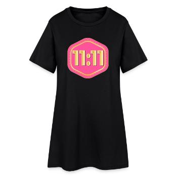 GLÜCKSZAHL ELF - Frauen T-Shirt-Kleid - Schwarz - Vorne