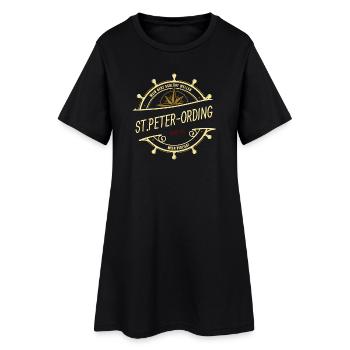 Mein Herz schlägt Wellen - St. Peter-Ording - Frauen T-Shirt-Kleid - Schwarz - Vorne