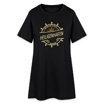 Mein Herz schlägt Wellen - Heiligenhafen - Frauen T-Shirt-Kleid - Schwarz - Vorne