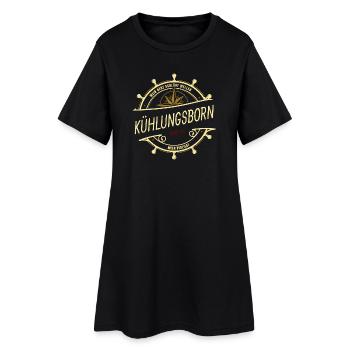 Mein Herz schlägt Wellen - Kühlungsborn - Frauen T-Shirt-Kleid - Schwarz - Vorne