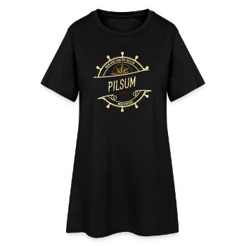 Mein Herz schlägt Wellen - Pilsum - Frauen T-Shirt-Kleid - Schwarz - Vorne