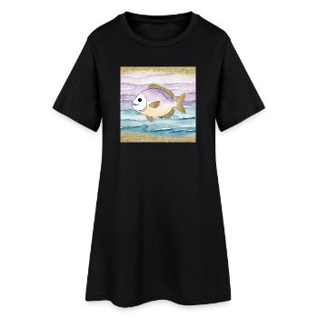 Poisson joueur dans l’eau - Robe T-shirt Femme - noir - Devant