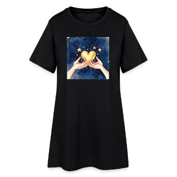 Coeur d’or dans le ciel étoilé - Robe T-shirt Femme - noir - Devant