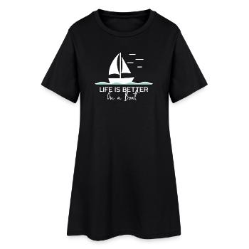 La vie est meilleure sur un bateau à voile dans un port de yacht - Robe T-shirt Femme - noir - Devant