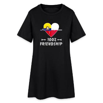 Ecuador und Polen 100% Freundschaft - Frauen T-Shirt-Kleid - Schwarz - Vorne