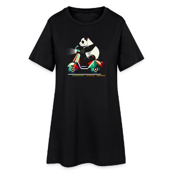 Panda plus mignon sur un scooter coloré - Robe T-shirt Femme - noir - Devant