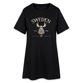 Suède - Barbe de Viking - Mousses - Robe T-shirt Femme - noir - Devant