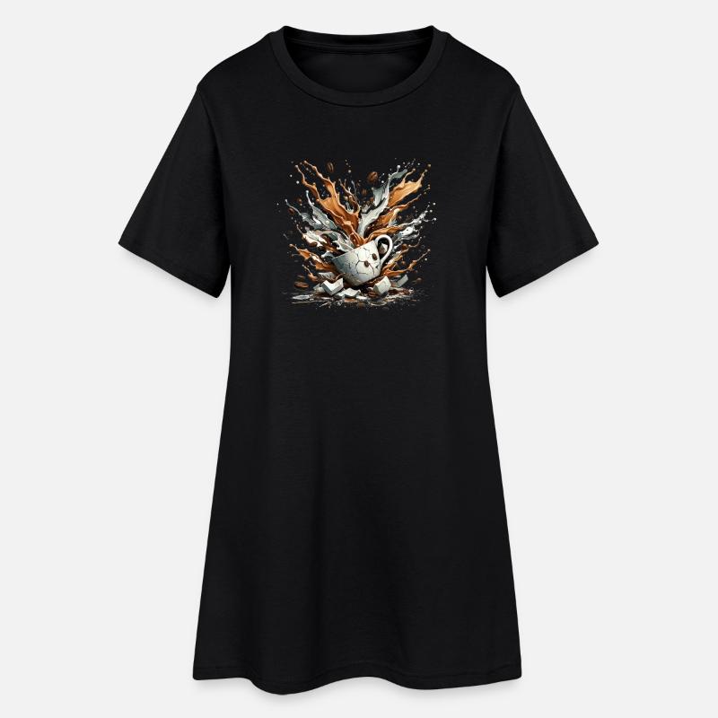 Exploded Coffee - 100% Caffeine - Women’s T-Shirt Dress - black