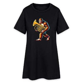 Yeti Gorilla mit Euphonium - Frauen T-Shirt-Kleid - Schwarz - Vorne