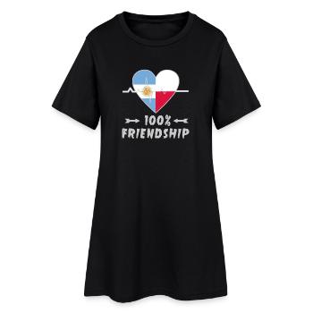 100 % amitié entre l'Argentine et la Pologne - Robe T-shirt Femme - noir - Devant