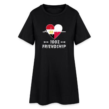 Ägypten und Polen 100% Freundschaft - Frauen T-Shirt-Kleid - Schwarz - Vorne