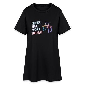 Dormir Manger Travailler Répéter Design au néon - Robe T-shirt Femme - noir - Devant