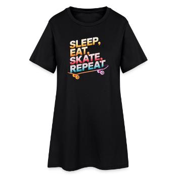 Dormir, manger, patiner, répéter - Robe T-shirt Femme - noir - Devant