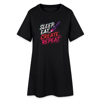 Dormir Manger Créer Répéter - Robe T-shirt Femme - noir - Devant