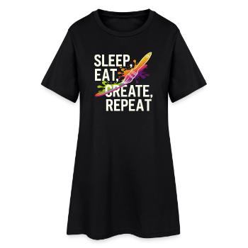 Dormir Manger Créer Répéter - Robe T-shirt Femme - noir - Devant