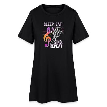 Dormir Manger Chanter Répéter - Robe T-shirt Femme - noir - Devant