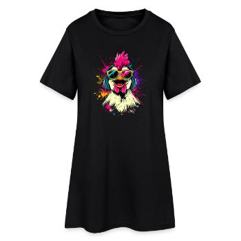 Poulet Poulet Poule Ferme Fermier Poulets mignons - Robe T-shirt Femme - noir - Devant