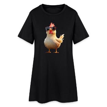 Poulet Poulet Poule Ferme Fermier Poulets mignons - Robe T-shirt Femme - noir - Devant