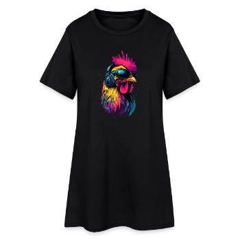 Poulet Poulet Poule Ferme Fermier Poulets mignons - Robe T-shirt Femme - noir - Devant