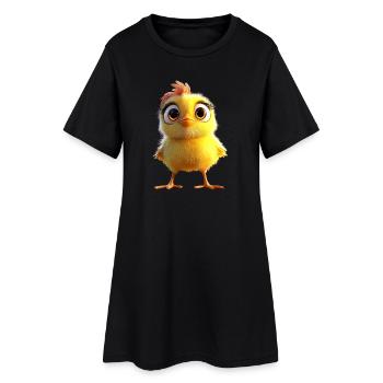 Poulet Poulet Poule Ferme Fermier Poulets mignons - Robe T-shirt Femme - noir - Devant