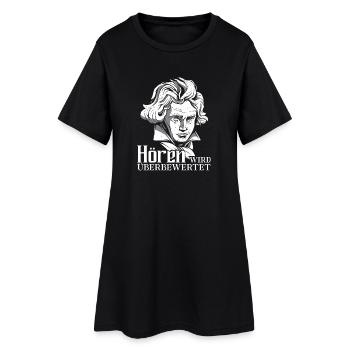 Komponist Beethoven taub Hören wird überbewertet - Frauen T-Shirt-Kleid - Schwarz - Vorne