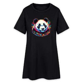Panda - Frauen T-Shirt-Kleid - Schwarz - Vorne