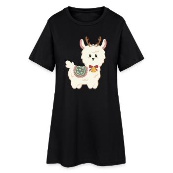 Alpaga blanc pour Noël - Robe T-shirt Femme - noir - Devant