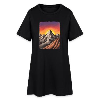 Montagne coucher de soleil - Robe T-shirt Femme - noir - Devant