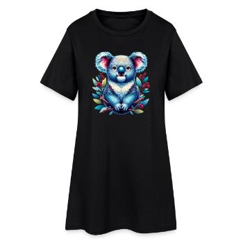 Koala - Frauen T-Shirt-Kleid - Schwarz - Vorne