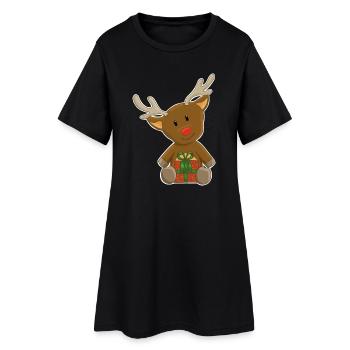 Motif de Noël de renne mignon - Robe T-shirt Femme - noir - Devant